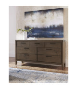 5-Piece Queen Bedroom Set – Boracay Collection Mid-Century Modern Style in Wild Oats Brown