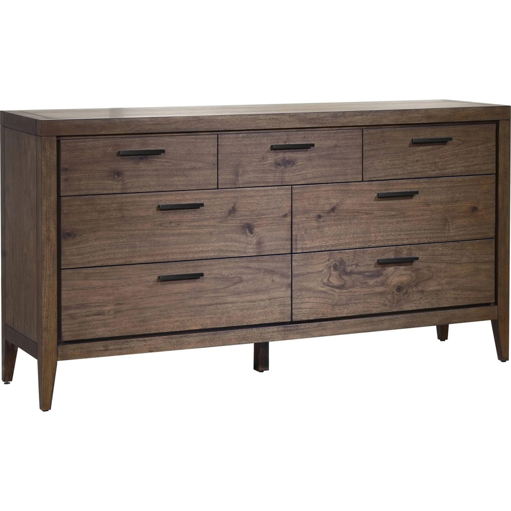 5-Piece Queen Bedroom Set – Boracay Collection Mid-Century Modern Style in Wild Oats Brown