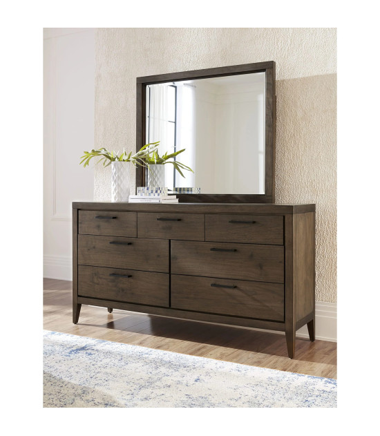 5-Piece Queen Bedroom Set – Boracay Collection Mid-Century Modern Style in Wild Oats Brown