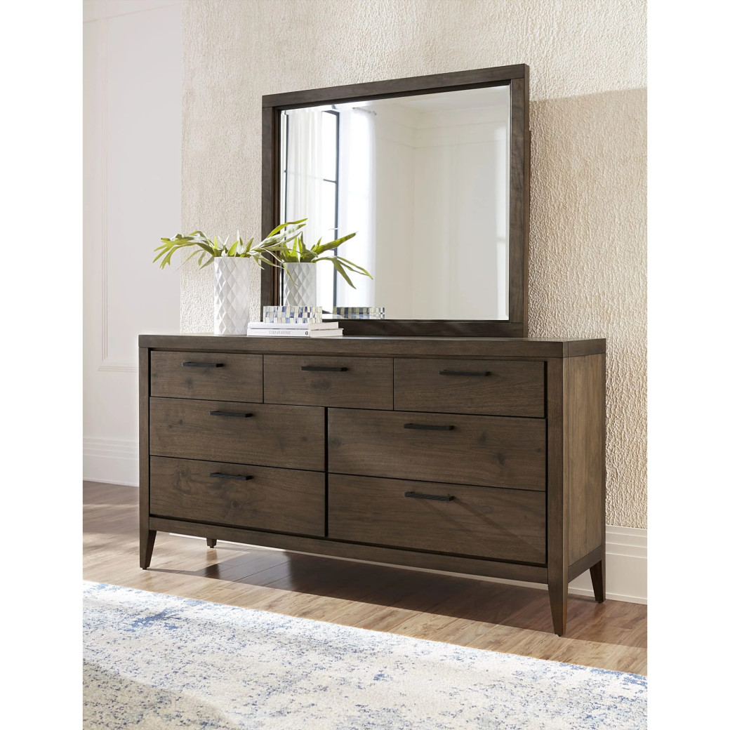5-Piece Queen Bedroom Set – Boracay Collection Mid-Century Modern Style in Wild Oats Brown