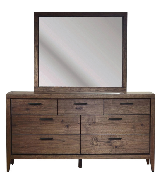 5-Piece Queen Bedroom Set – Boracay Collection Mid-Century Modern Style in Wild Oats Brown