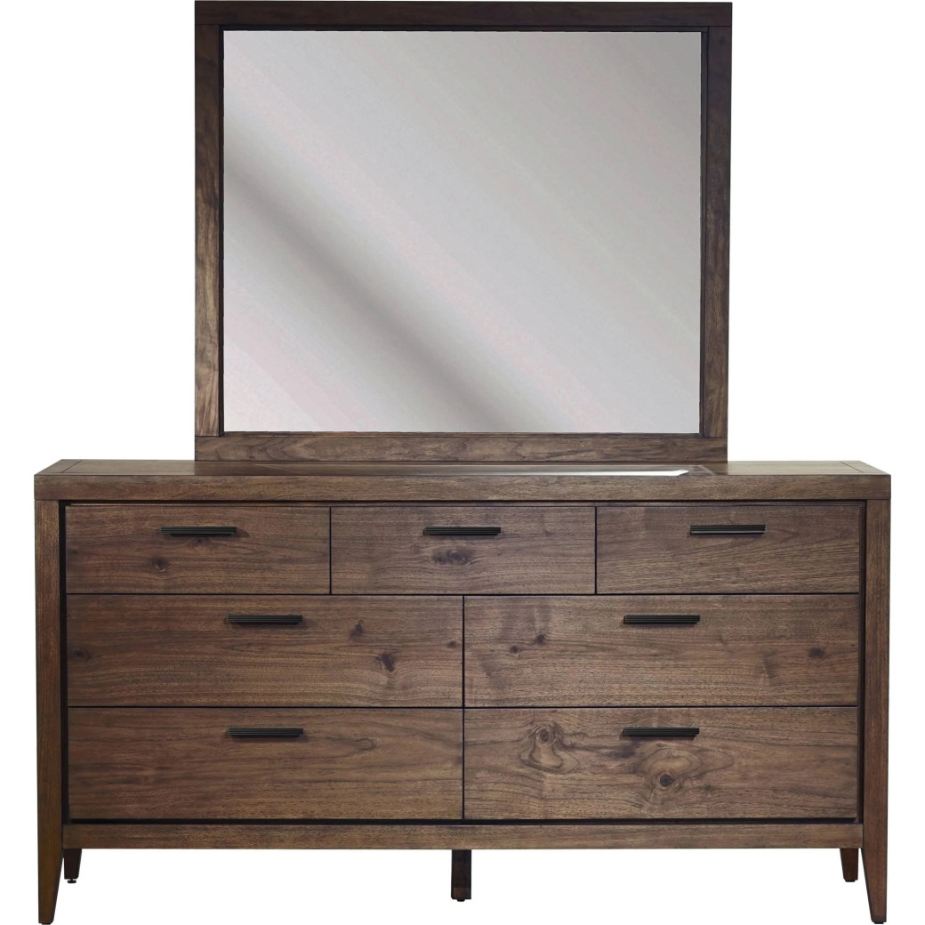 5-Piece Queen Bedroom Set – Boracay Collection Mid-Century Modern Style in Wild Oats Brown