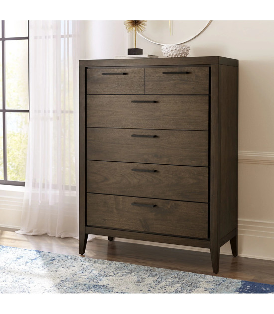 5-Piece Queen Bedroom Set – Boracay Collection Mid-Century Modern Style in Wild Oats Brown
