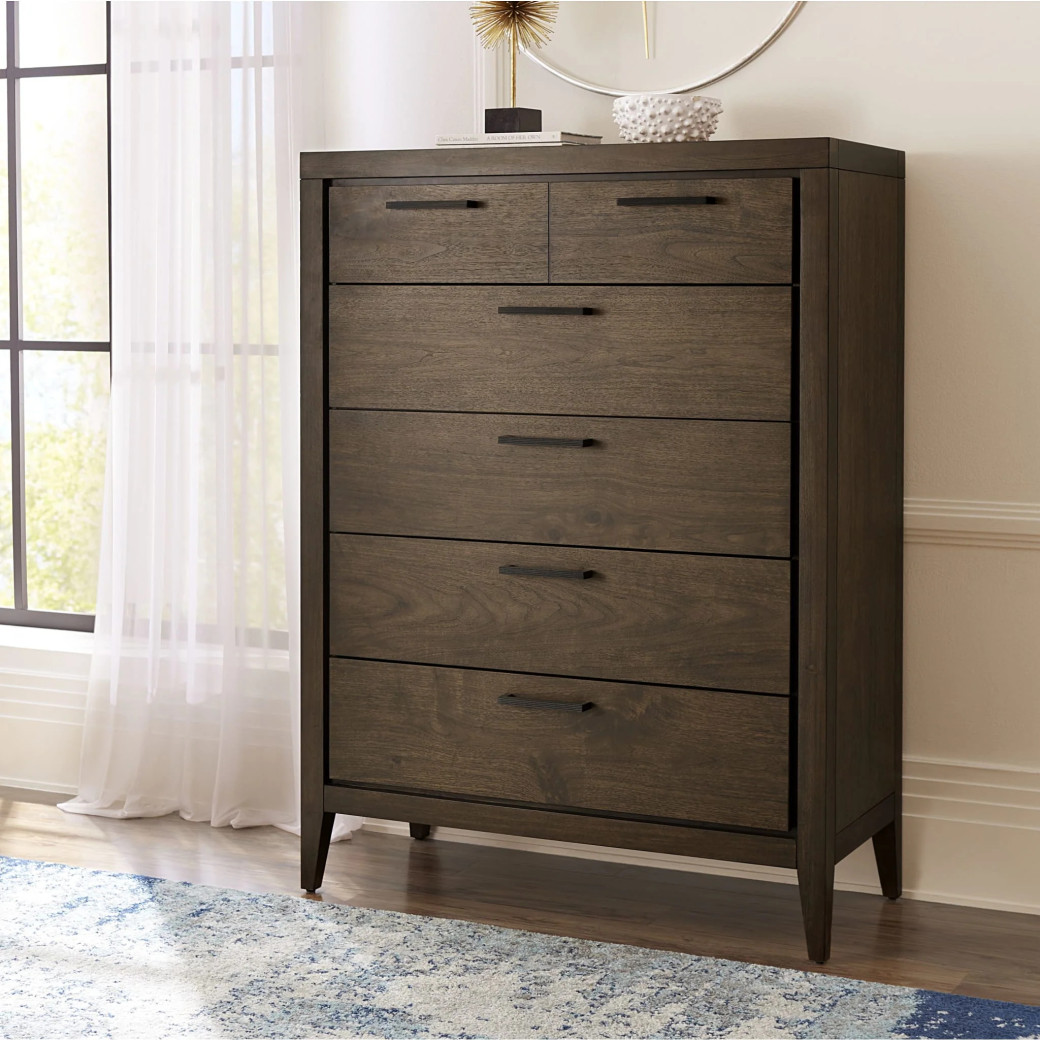 5-Piece Queen Bedroom Set – Boracay Collection Mid-Century Modern Style in Wild Oats Brown