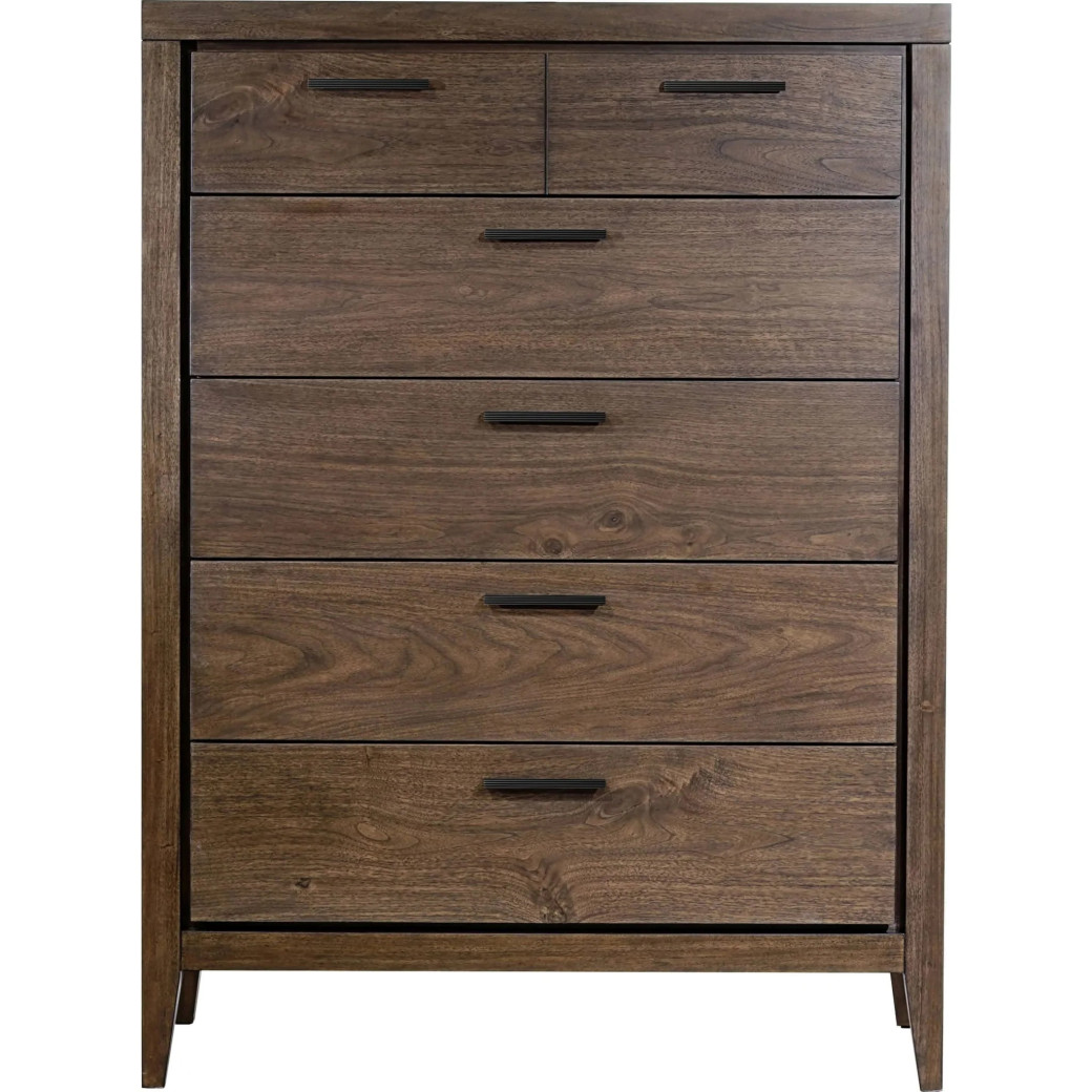 5-Piece Queen Bedroom Set – Boracay Collection Mid-Century Modern Style in Wild Oats Brown
