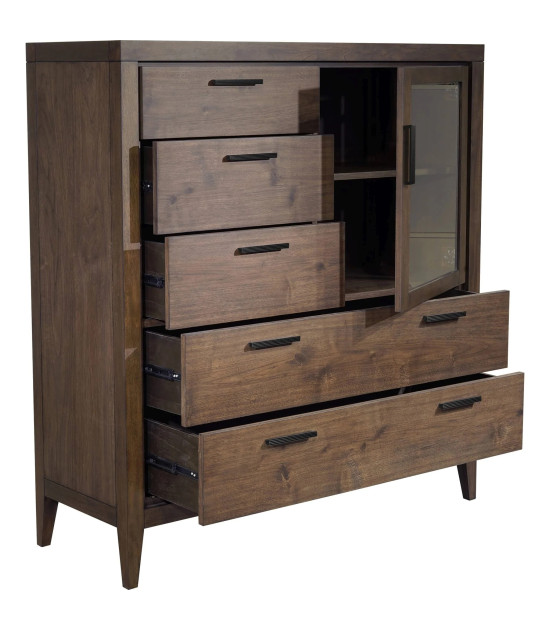 5-Piece Queen Bedroom Set – Boracay Collection Mid-Century Modern Style in Wild Oats Brown