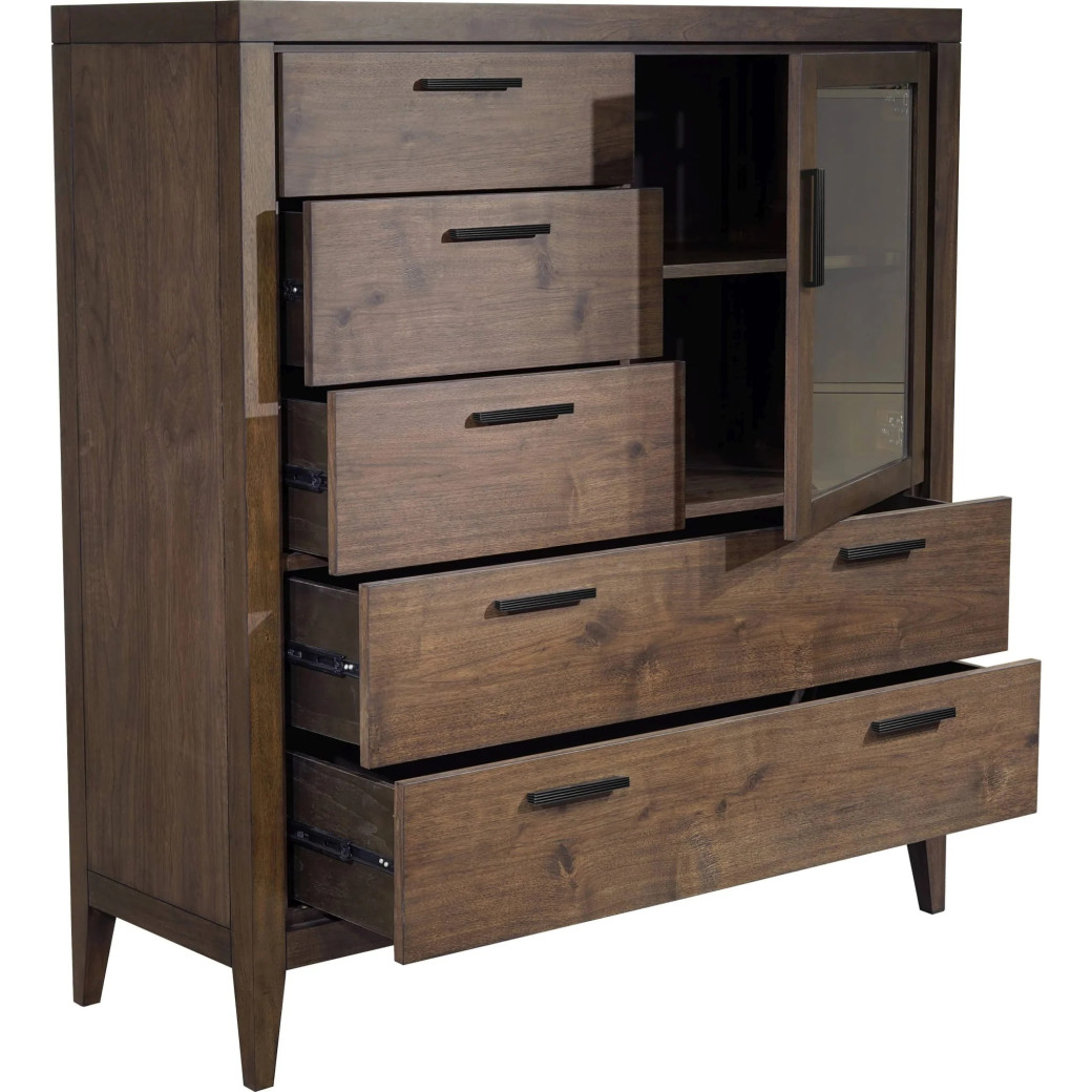 5-Piece Queen Bedroom Set – Boracay Collection Mid-Century Modern Style in Wild Oats Brown