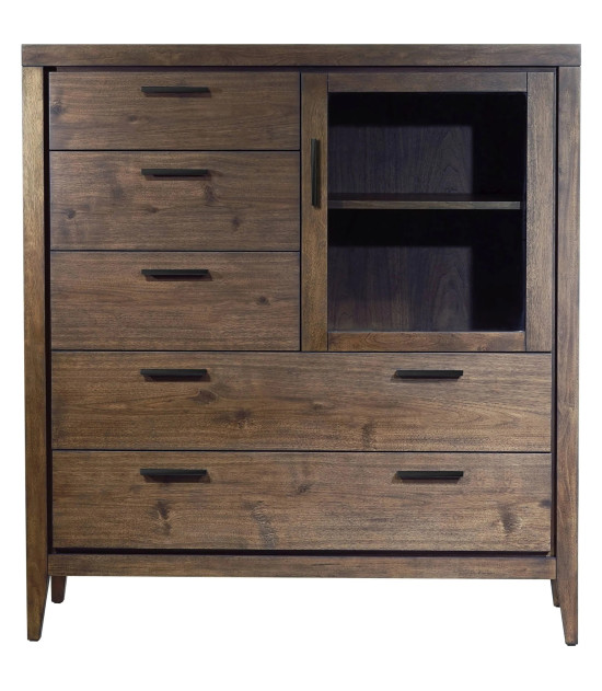 5-Piece Queen Bedroom Set – Boracay Collection Mid-Century Modern Style in Wild Oats Brown