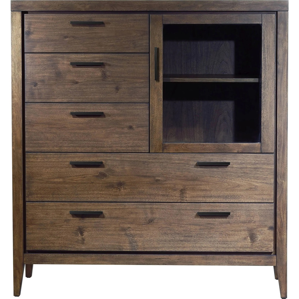 5-Piece Queen Bedroom Set – Boracay Collection Mid-Century Modern Style in Wild Oats Brown