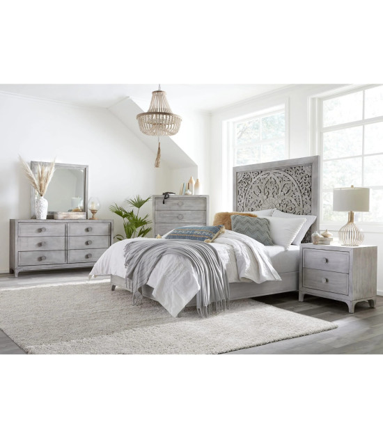 5PC Full Size Bedroom Set Boho Chic Collection– Washed White | Modus Furniture