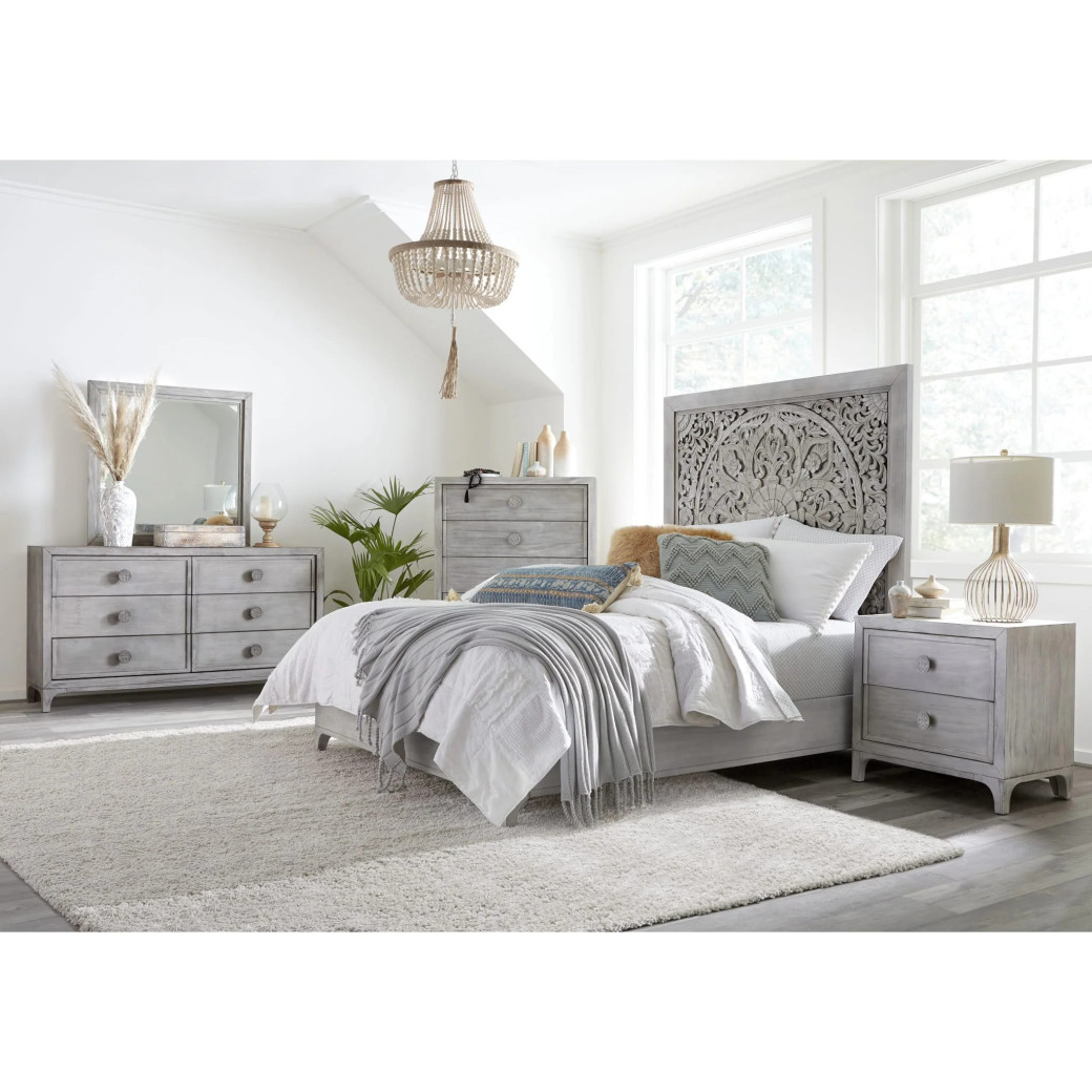 5PC Full Size Bedroom Set Boho Chic Collection– Washed White | Modus Furniture