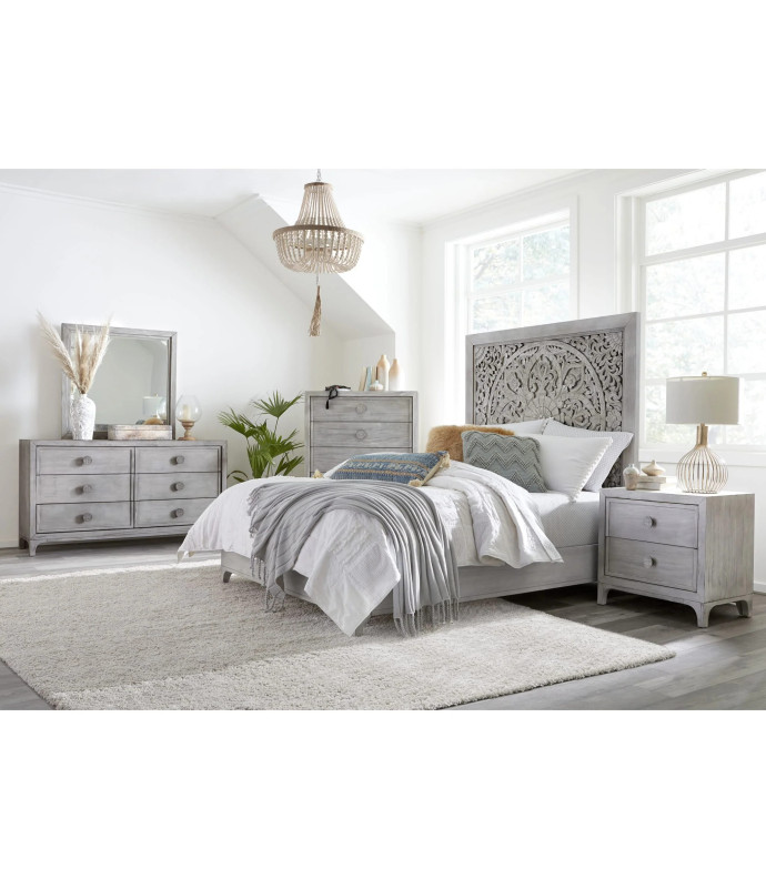 5PC Full Size Bedroom Set Boho Chic Collection– Washed White | Modus Furniture