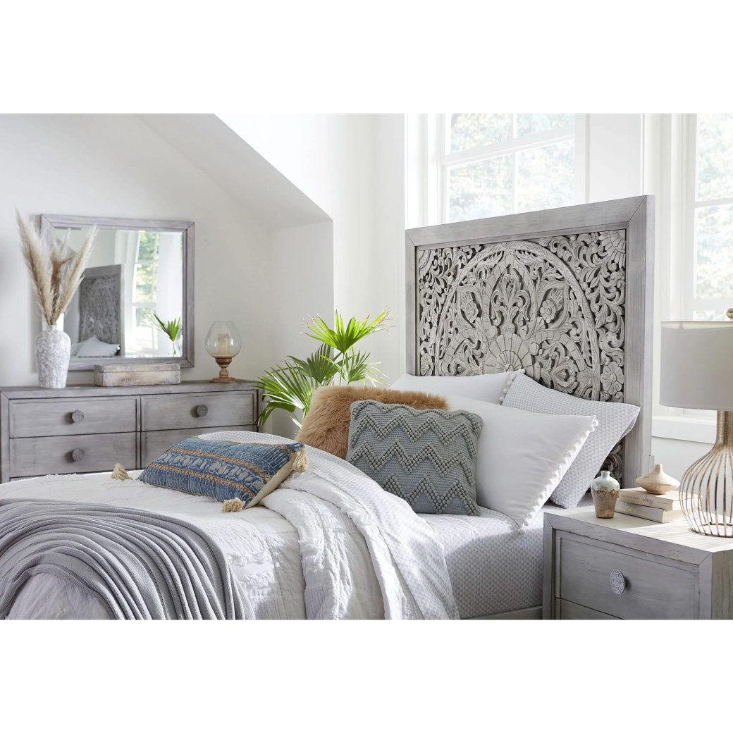 5PC Full Size Bedroom Set Boho Chic Collection– Washed White | Modus Furniture