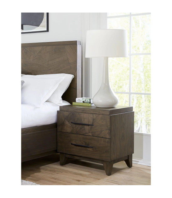 5PC Full Size Bedroom Set – Mid-Century Modern Style, Wild Oats Brown Finish | Broderick Collection by Modus Furniture