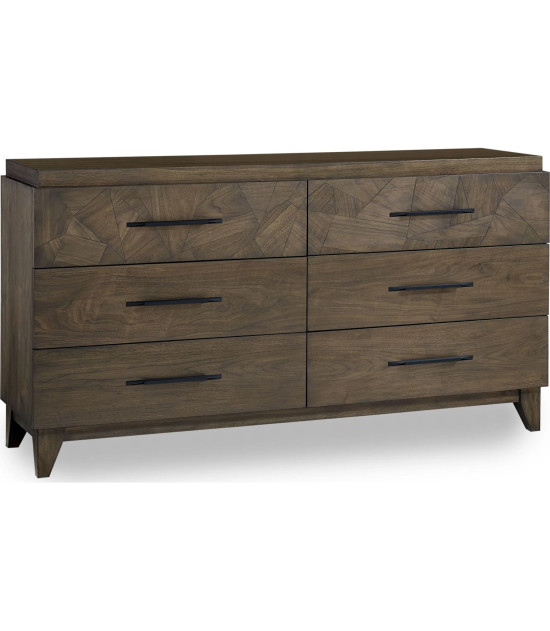 5PC Full Size Bedroom Set – Mid-Century Modern Style, Wild Oats Brown Finish | Broderick Collection by Modus Furniture