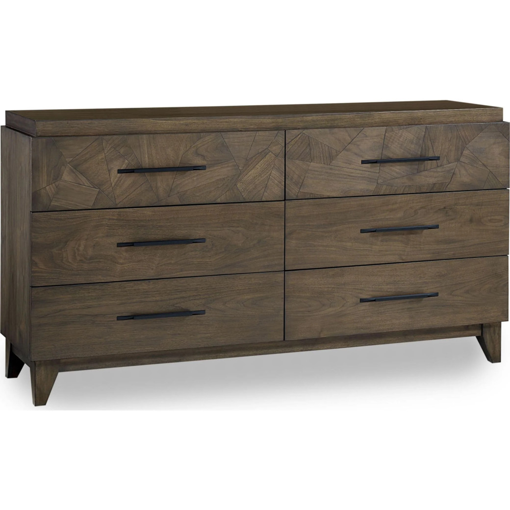 5PC Full Size Bedroom Set – Mid-Century Modern Style, Wild Oats Brown Finish | Broderick Collection by Modus Furniture