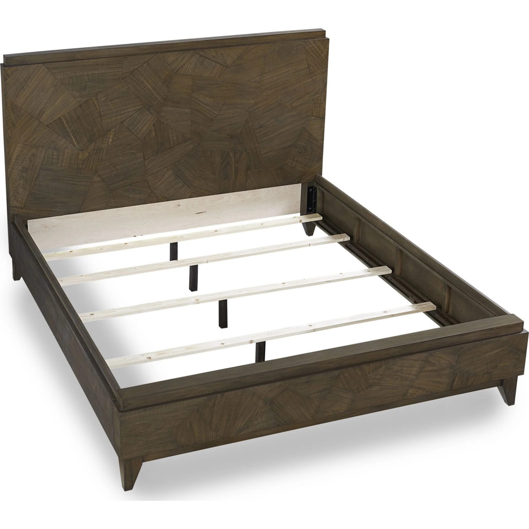 5PC Full Size Bedroom Set – Mid-Century Modern Style, Wild Oats Brown Finish | Broderick Collection by Modus Furniture