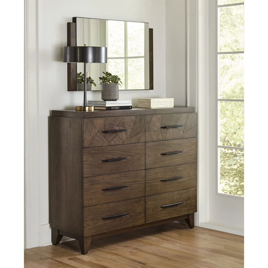 5PC Full Size Bedroom Set – Mid-Century Modern Style, Wild Oats Brown Finish | Broderick Collection by Modus Furniture
