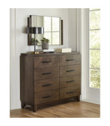5PC Full Size Bedroom Set – Mid-Century Modern Style, Wild Oats Brown Finish | Broderick Collection by Modus Furniture