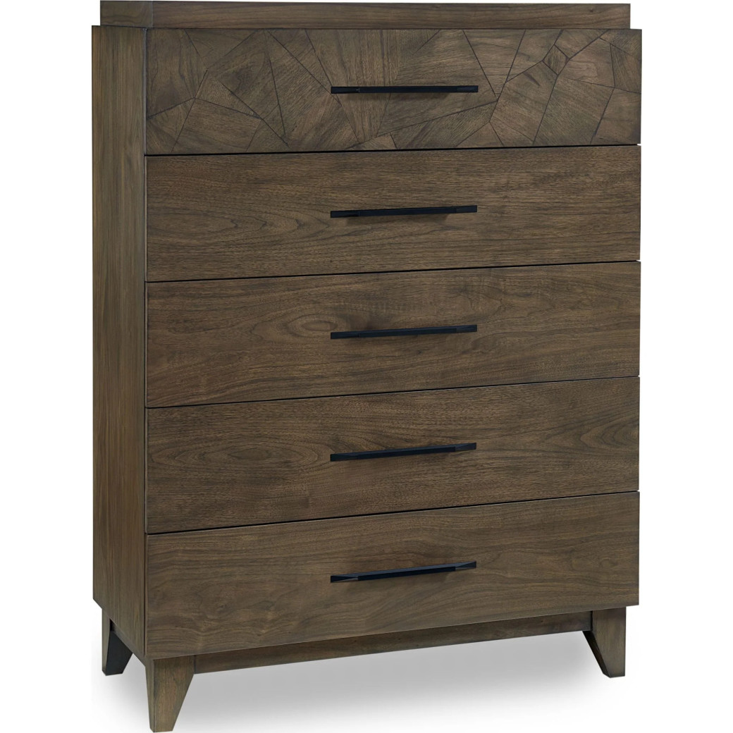5PC Full Size Bedroom Set – Mid-Century Modern Style, Wild Oats Brown Finish | Broderick Collection by Modus Furniture