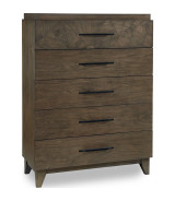 5PC Full Size Bedroom Set – Mid-Century Modern Style, Wild Oats Brown Finish | Broderick Collection by Modus Furniture