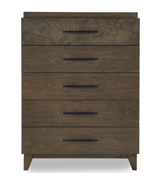 5PC Full Size Bedroom Set – Mid-Century Modern Style, Wild Oats Brown Finish | Broderick Collection by Modus Furniture