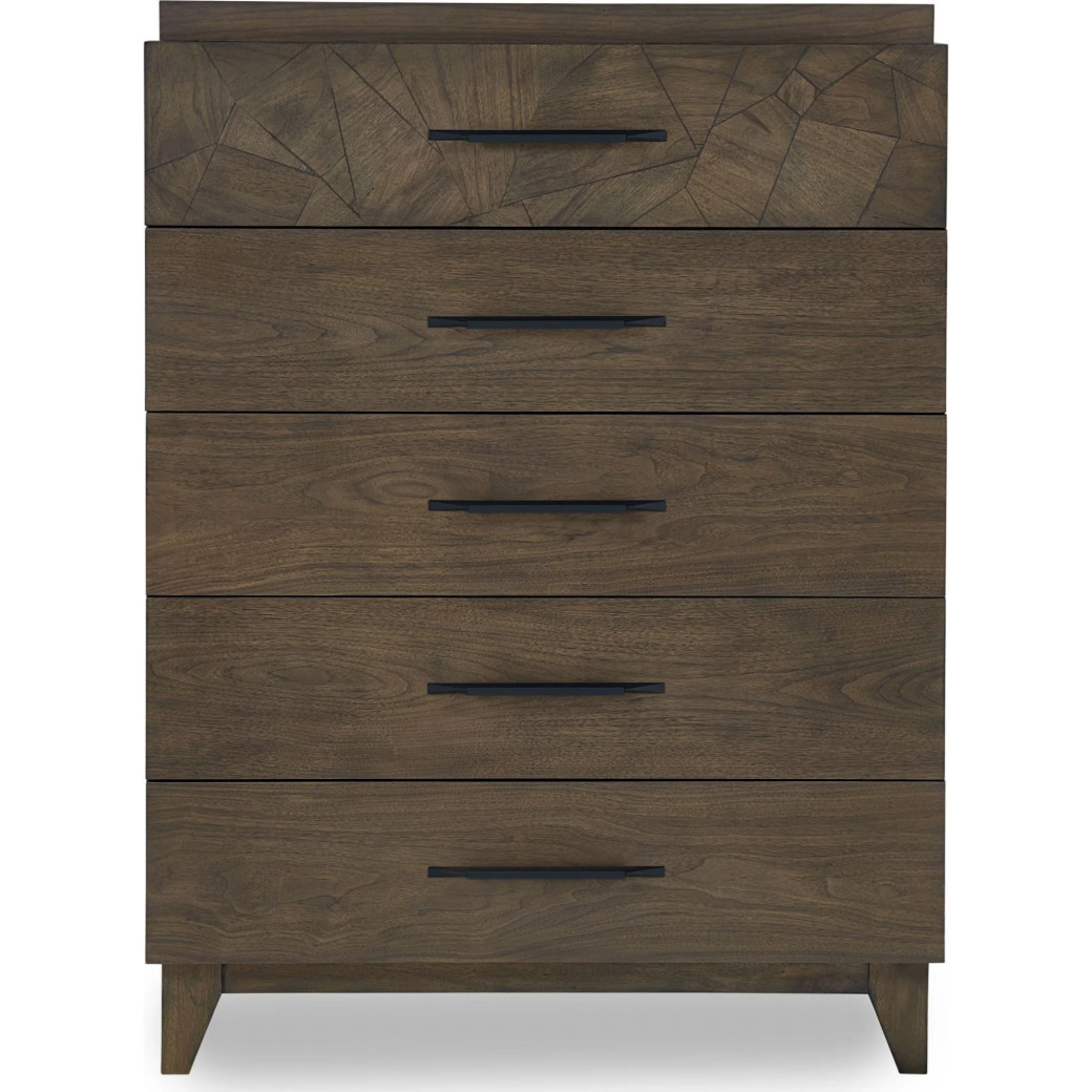 5PC Full Size Bedroom Set – Mid-Century Modern Style, Wild Oats Brown Finish | Broderick Collection by Modus Furniture