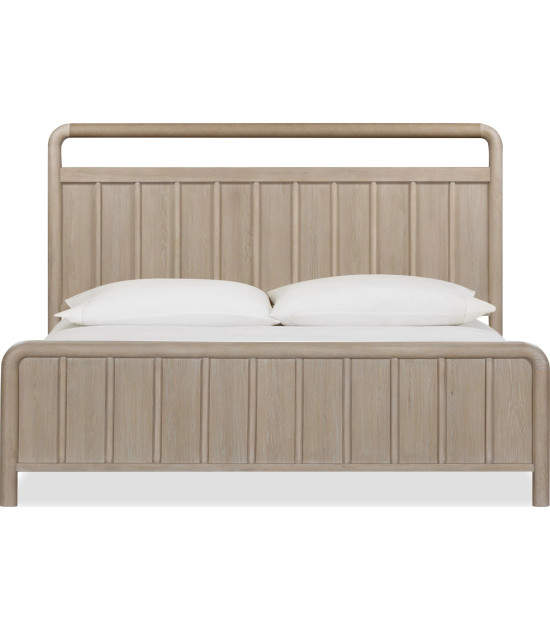 5PC Queen Size Oak Wood Platform Bed Set, Farmhouse Style – Camden Collection by Modus Furniture