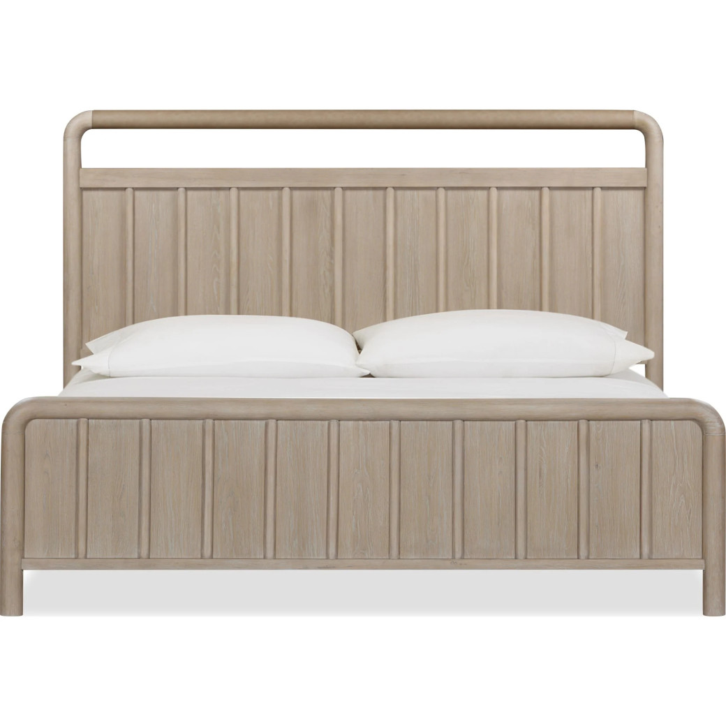5PC Queen Size Oak Wood Platform Bed Set, Farmhouse Style – Camden Collection by Modus Furniture