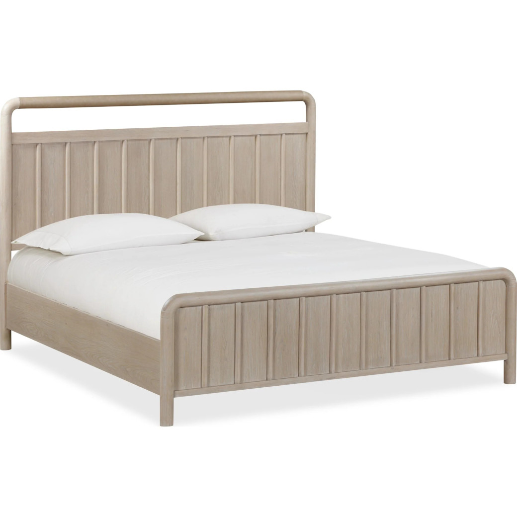 5PC Queen Size Oak Wood Platform Bed Set, Farmhouse Style – Camden Collection by Modus Furniture