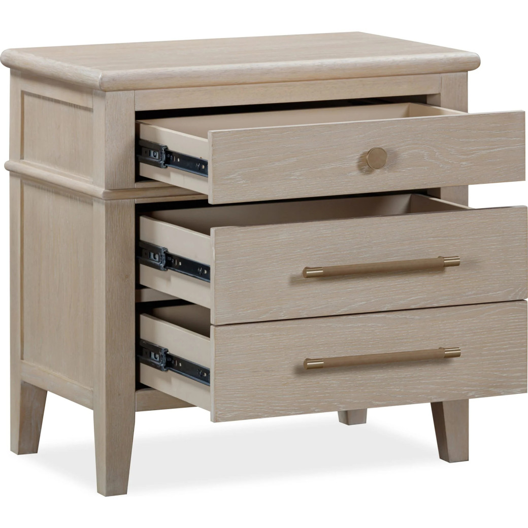 5PC Queen Size Oak Wood Platform Bed Set, Farmhouse Style – Camden Collection by Modus Furniture