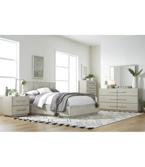 5PC Full Size Bedroom Set – Farmhouse Wood Bedroom Furniture, Cotton Gray | Destination Collection by Modus Furniture