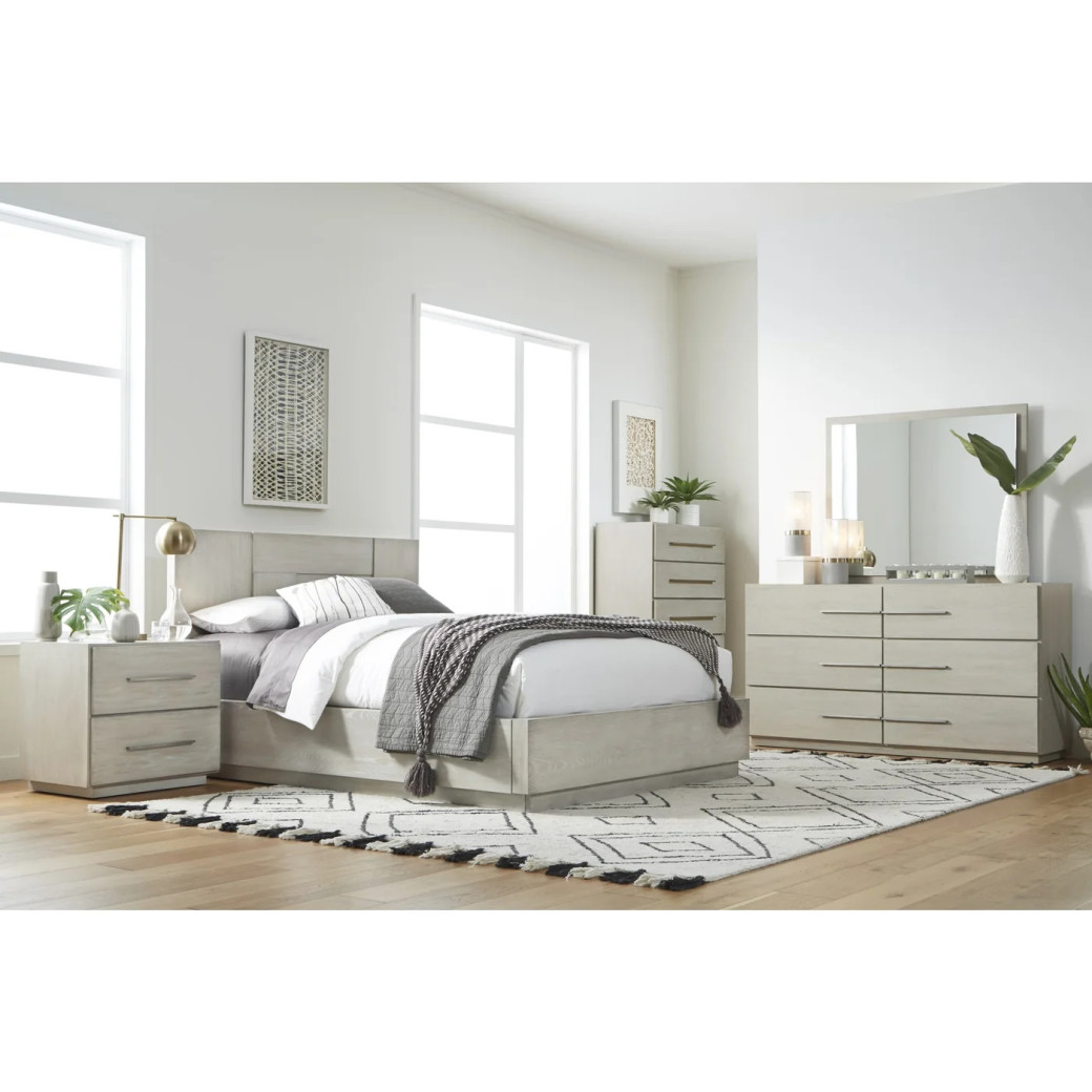 5PC Full Size Bedroom Set – Farmhouse Wood Bedroom Furniture, Cotton Gray | Destination Collection by Modus Furniture