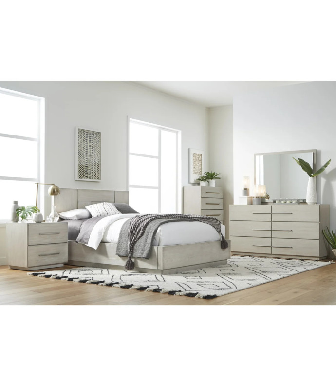 5PC Full Size Bedroom Set – Farmhouse Wood Bedroom Furniture, Cotton Gray | Destination Collection by Modus Furniture