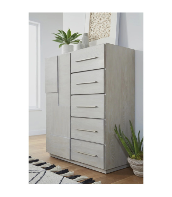 5PC Full Size Bedroom Set – Farmhouse Wood Bedroom Furniture, Cotton Gray | Destination Collection by Modus Furniture