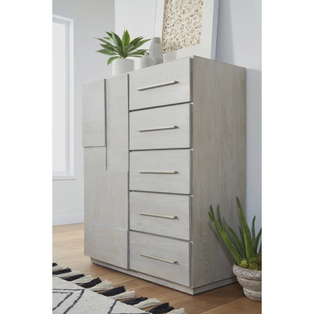 5PC Full Size Bedroom Set – Farmhouse Wood Bedroom Furniture, Cotton Gray | Destination Collection by Modus Furniture
