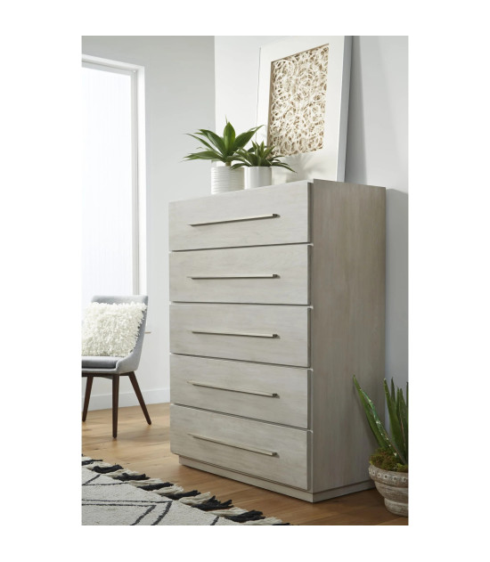 5PC Full Size Bedroom Set – Farmhouse Wood Bedroom Furniture, Cotton Gray | Destination Collection by Modus Furniture