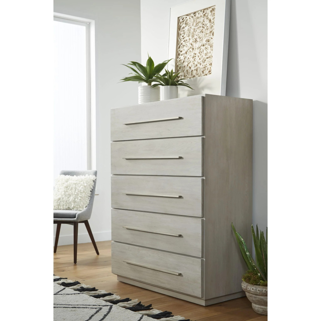 5PC Full Size Bedroom Set – Farmhouse Wood Bedroom Furniture, Cotton Gray | Destination Collection by Modus Furniture