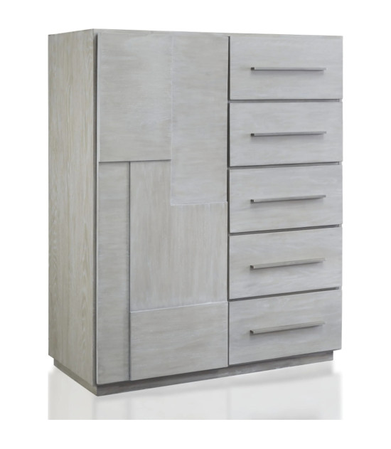 5PC Full Size Bedroom Set – Farmhouse Wood Bedroom Furniture, Cotton Gray | Destination Collection by Modus Furniture