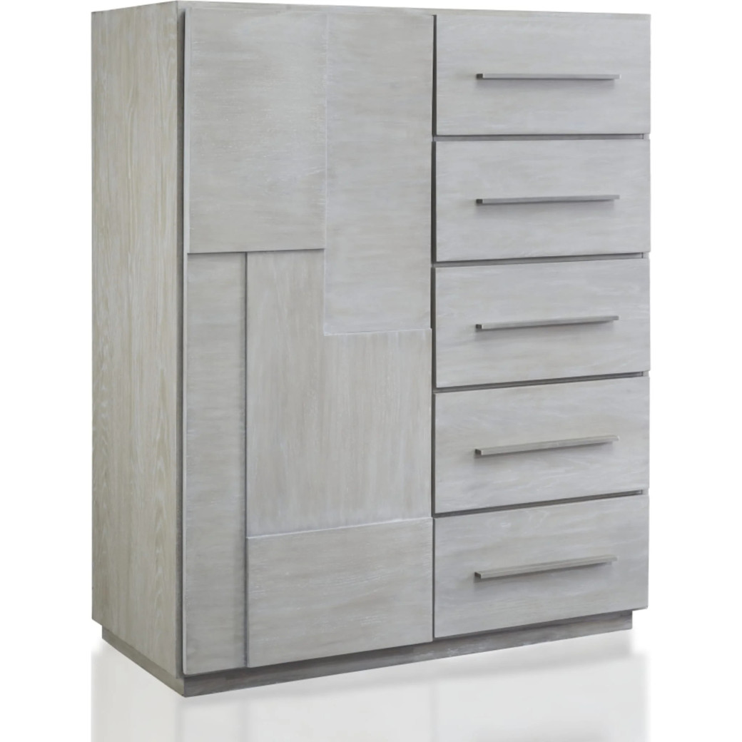 5PC Full Size Bedroom Set – Farmhouse Wood Bedroom Furniture, Cotton Gray | Destination Collection by Modus Furniture