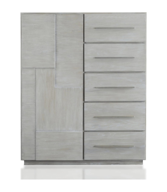 5PC Full Size Bedroom Set – Farmhouse Wood Bedroom Furniture, Cotton Gray | Destination Collection by Modus Furniture