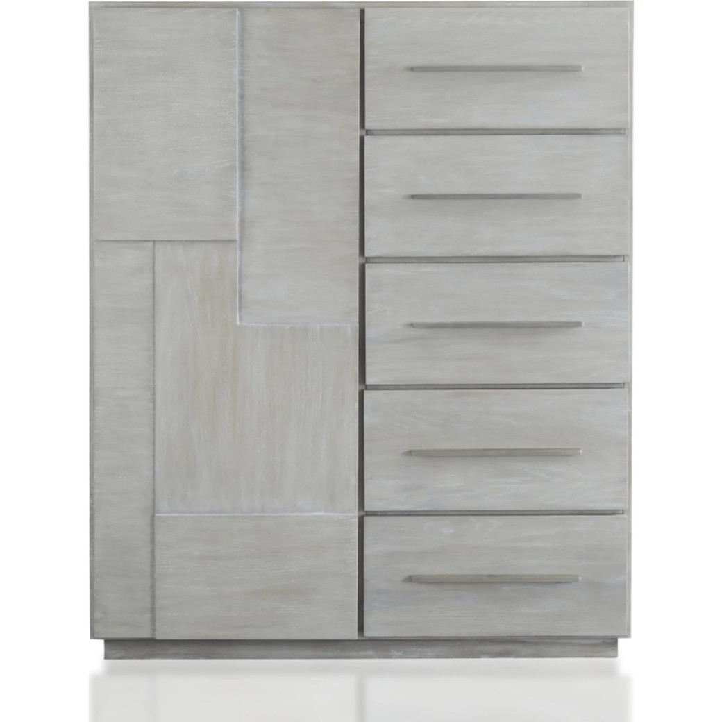 5PC Full Size Bedroom Set – Farmhouse Wood Bedroom Furniture, Cotton Gray | Destination Collection by Modus Furniture