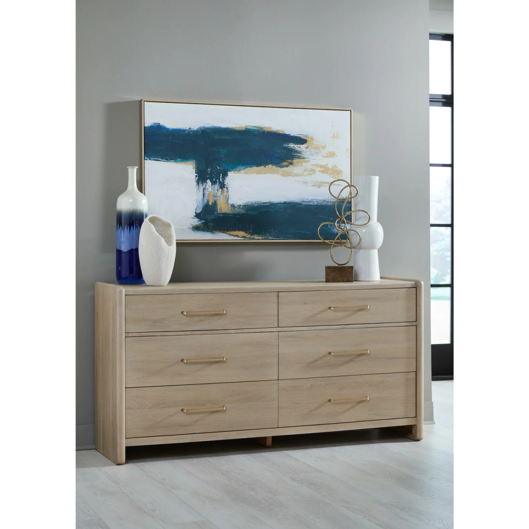 5PC Full Size Bedroom Set – Contemporary Style, Cotton & Chai Finish, Gardenia Collection by Modus Furniture