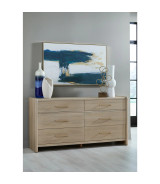 5PC Full Size Bedroom Set – Contemporary Style, Cotton & Chai Finish, Gardenia Collection by Modus Furniture