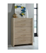 5PC Full Size Bedroom Set – Contemporary Style, Cotton & Chai Finish, Gardenia Collection by Modus Furniture