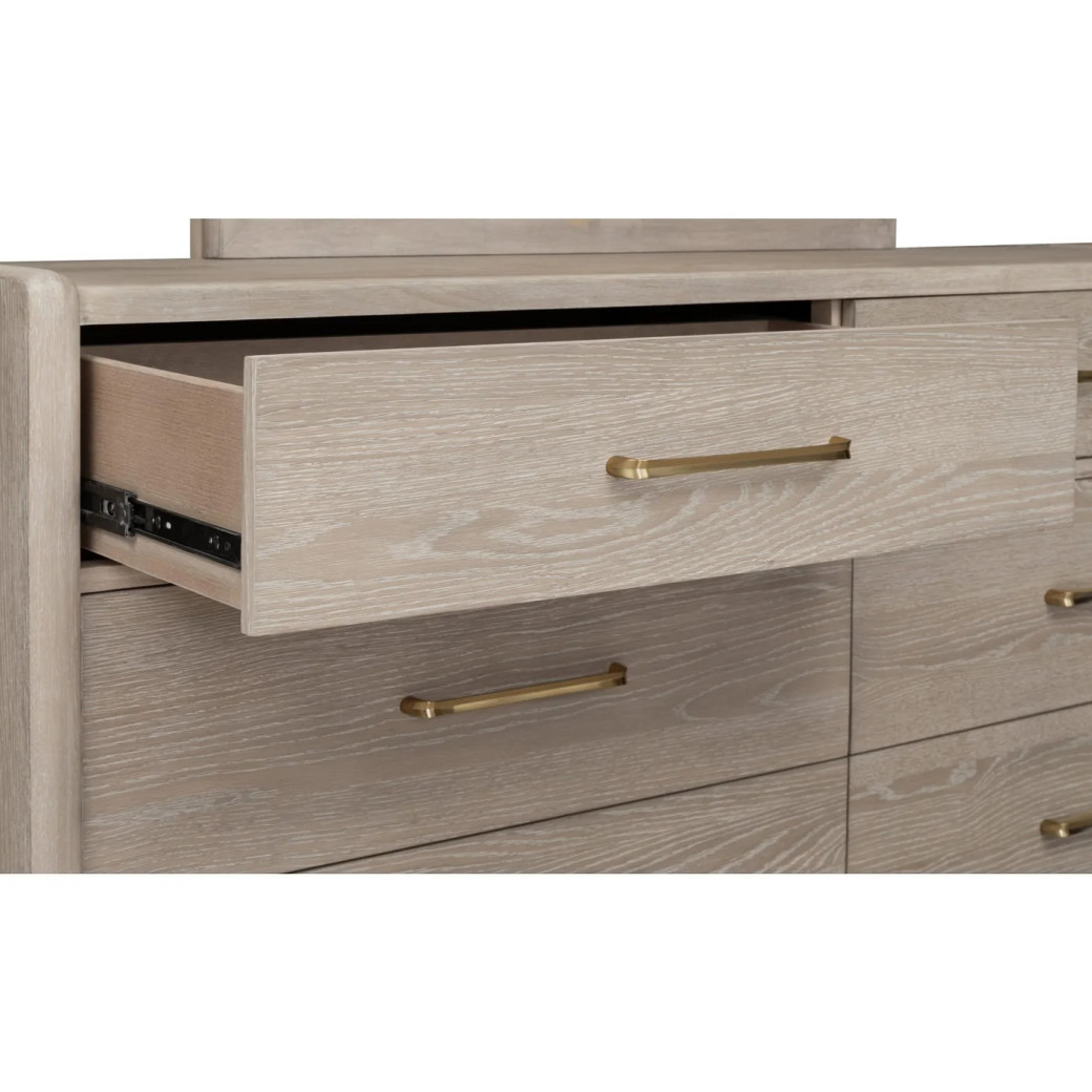 5PC Full Size Bedroom Set – Contemporary Style, Cotton & Chai Finish, Gardenia Collection by Modus Furniture
