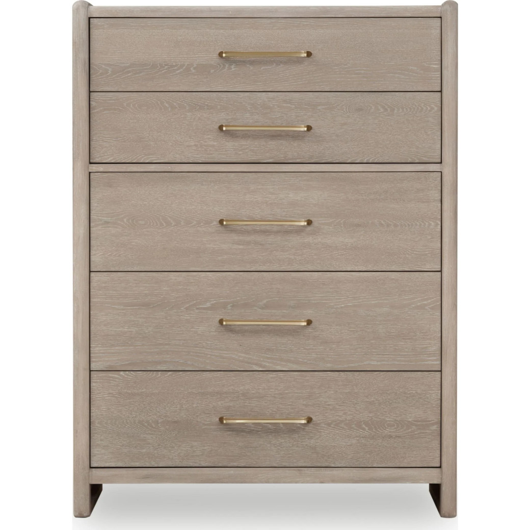 5PC Full Size Bedroom Set – Contemporary Style, Cotton & Chai Finish, Gardenia Collection by Modus Furniture