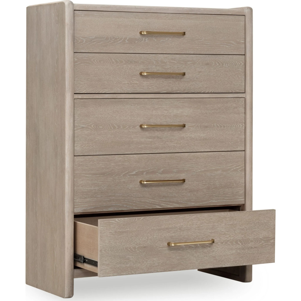 5PC Full Size Bedroom Set – Contemporary Style, Cotton & Chai Finish, Gardenia Collection by Modus Furniture