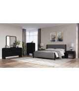 5PC Full Size Contemporary Bedroom Set – Elora Collection, Jet & Charcoal Finish by Modus Furniture