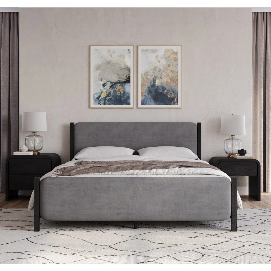 5PC Full Size Contemporary Bedroom Set – Elora Collection, Jet & Charcoal Finish by Modus Furniture
